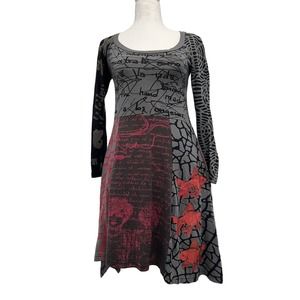 Desigual Dress, Size M Multicolor, Grey, Scoop Neck - Boho, Festival, Unique